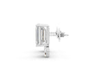 Silver Emerald Cut Diamond Stud Earrings with Round and Oval Accents_3