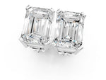 Silver Emerald Cut Diamond Stud Earrings_4
