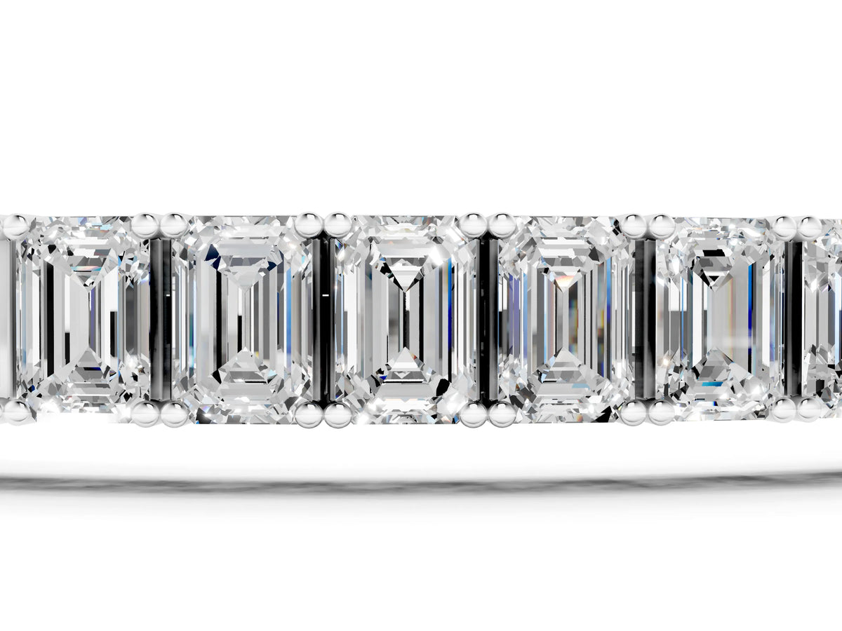 Silver Emerald Cut Diamond Tennis Bracelet with Four-Prong Setting_3