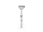 Silver Emerald Cut Solitaire Diamond Ring with Bamboo Band and Four-Prong Setting_14