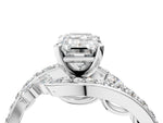 Silver Emerald Cut Solitaire with Pavé Twist Band and Four-Prong Setting_10