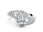 Silver Emerald Cut Solitaire with Pavé Twist Band and Four-Prong Setting_6