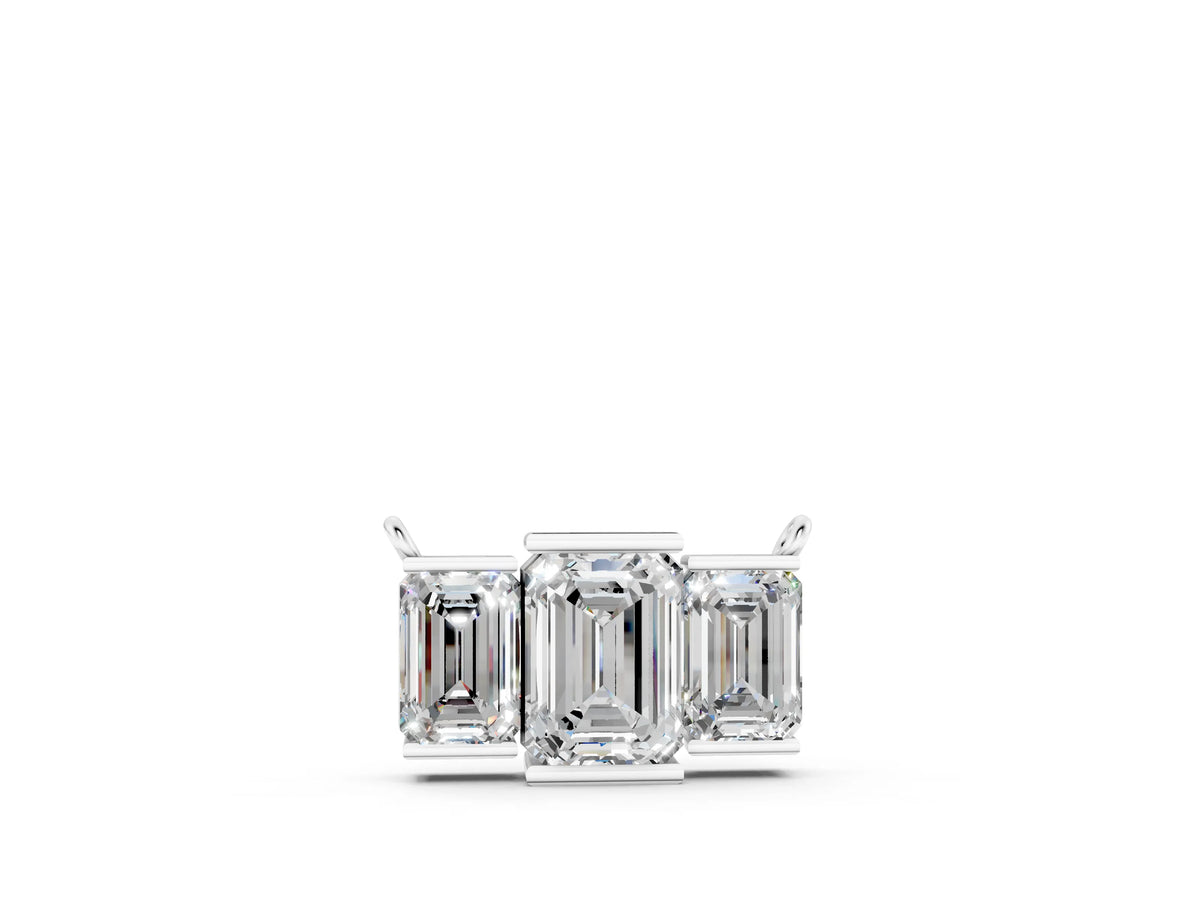 Silver Emerald Cut Three-Stone Bar Pendant with Bar Prong Setting_4