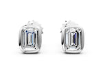 Silver Emerald Diamond Bezel-Set Stud Earrings_6