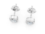 Silver Emerald Diamond Bezel-Set Stud Earrings_7