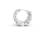 Silver Emerald Diamond Huggie Hoop Earrings_5
