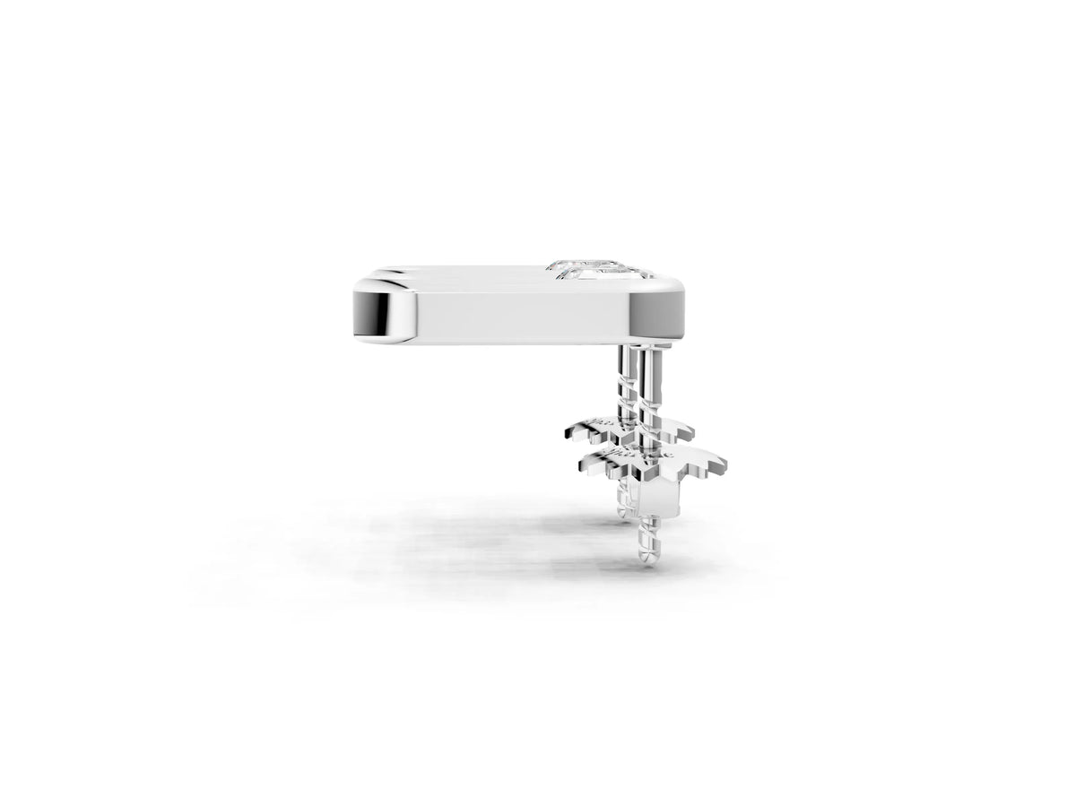 Silver Emerald Diamond Open Frame Stud Earrings_8