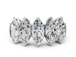 Silver Five Stone Marquise Diamond Prong Set White Gold Band_6