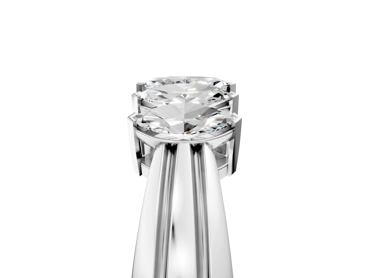 Silver Five-Stone Marquise Diamond Split Shank Ring with Shared Prong Setting_11