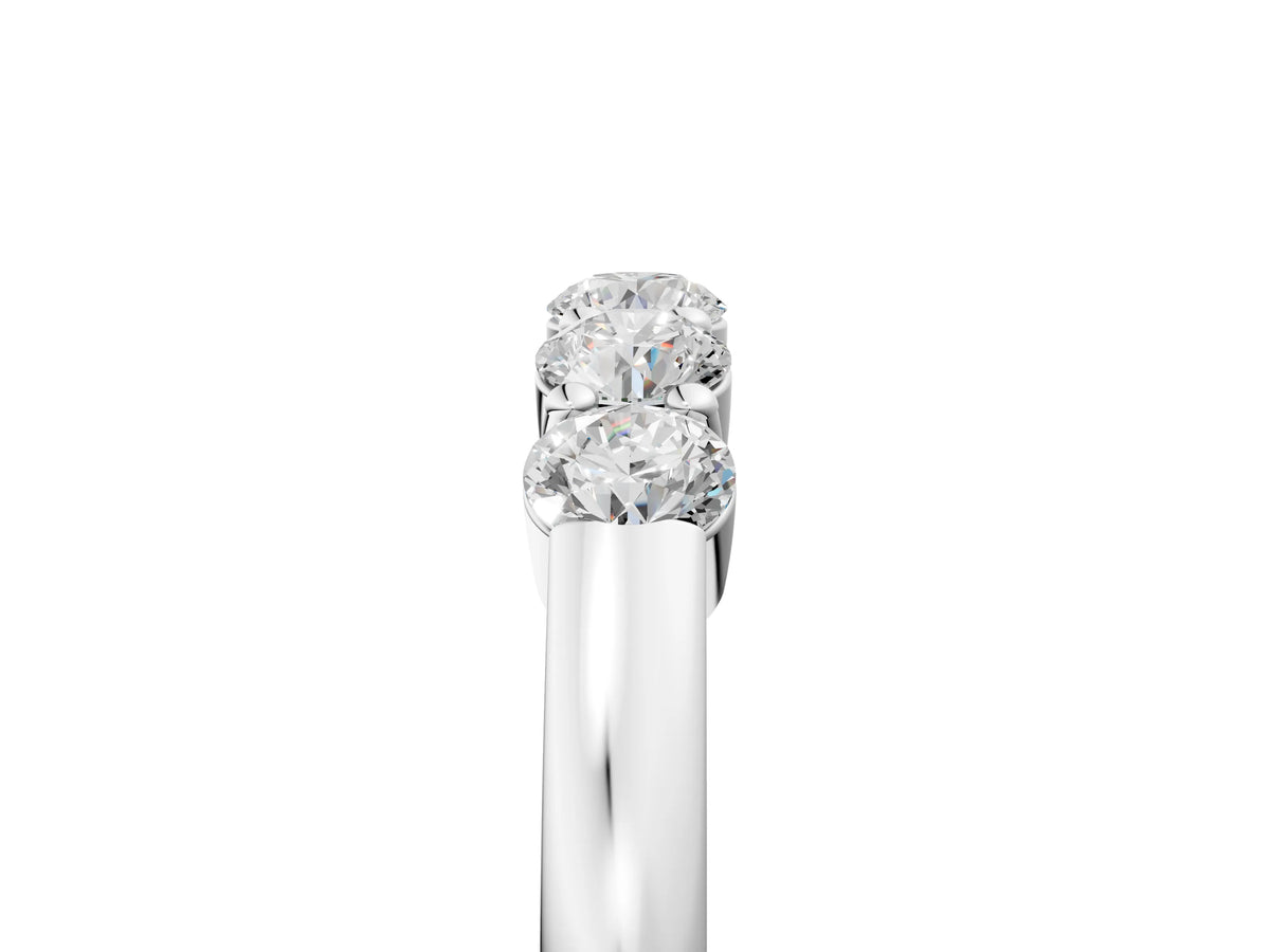 Silver Five-Stone Round Diamond Channel Set Band with Shared Prong Setting_17