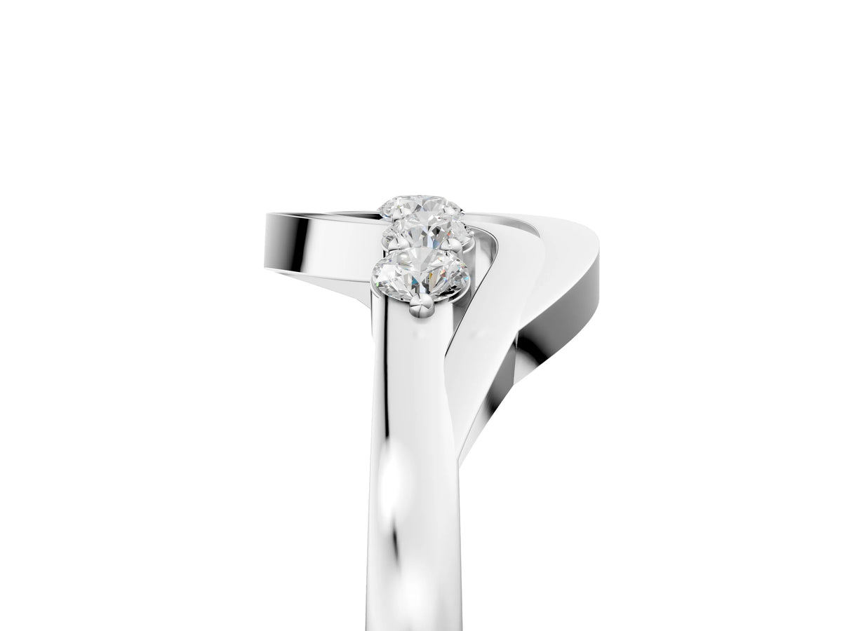 Silver Five-Stone Round Diamond Crossover Band with Prong Setting_11