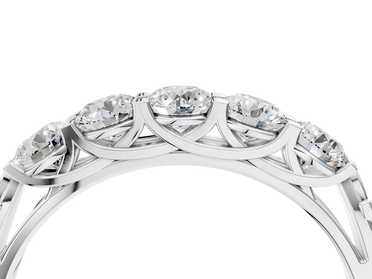 Silver Five-Stone Round Diamond Prong-Set Band_16