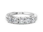 Silver Five-Stone Round Diamond Prong Set White Gold Band_6