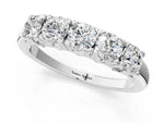 Silver Five-Stone Round Diamond Prong Set White Gold Band_7