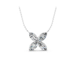Silver Four-Prong Marquise Diamond Flower Pendant_3