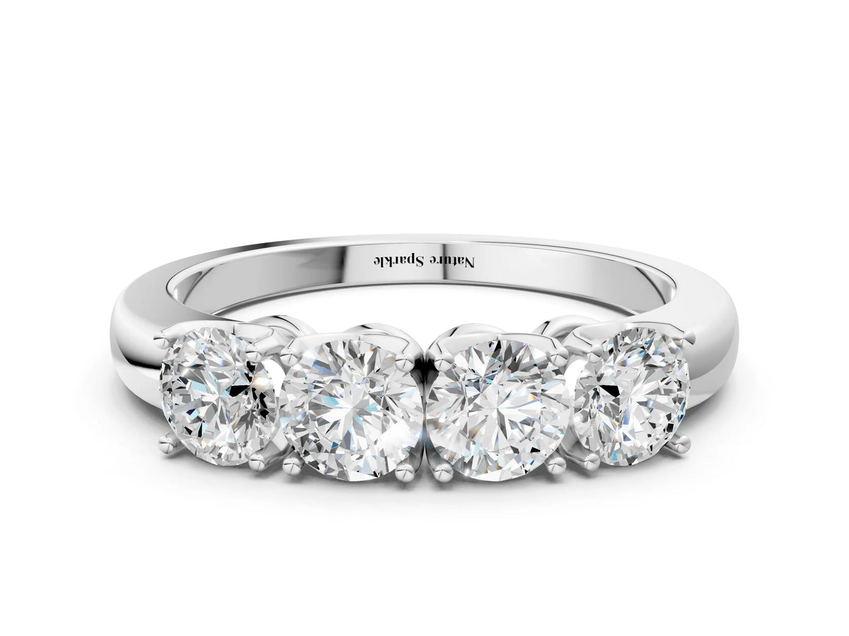 Silver Four-Stone Round Cut Diamond Prong-Set White Gold Band_6