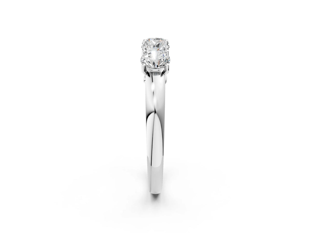 Silver Four-Stone Round Cut Diamond Prong-Set White Gold Band_8