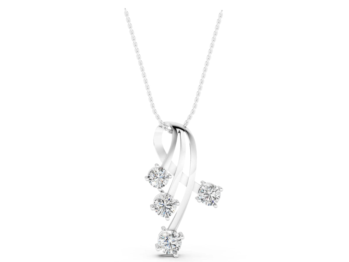 Silver Four-Stone Round Diamond Prong-Set Pendant_5