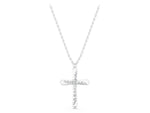 Silver Gold Cross Pendant with Round Cut Stones and Prong Setting_3