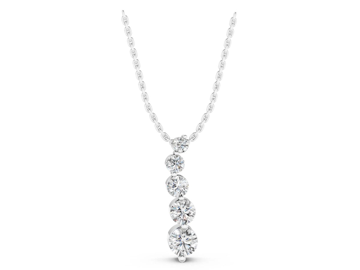 Silver Graduated Round Diamond Prong Set Pendant_3