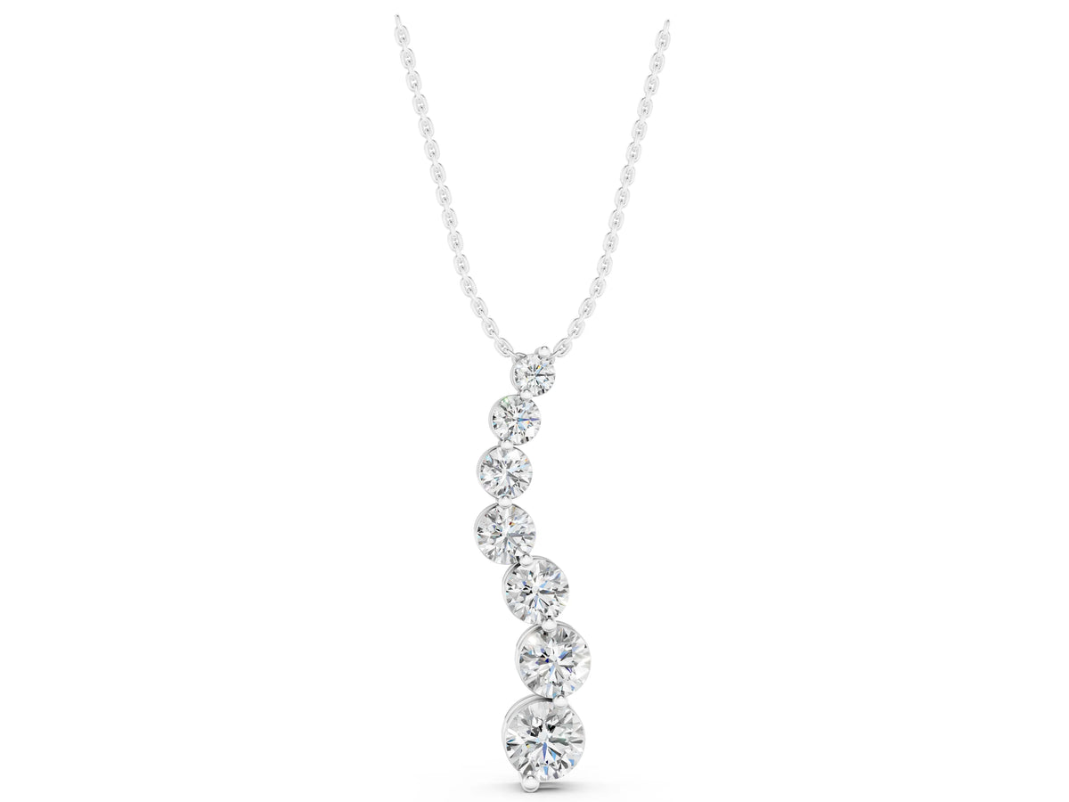 Silver Graduated Round Prong-Set Diamond Pendant_3