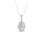 Silver Halo Pear Diamond Pendant with Prong Setting_3