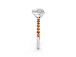 Silver Heart Cut Diamond Solitaire Ring with Round Citrine Pavé Band and Prong Setting_14