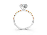 Silver Heart Cut Diamond Solitaire Ring with Round Citrine Pavé Band and Prong Setting_15