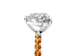 Silver Heart Cut Diamond Solitaire Ring with Round Citrine Pavé Band and Prong Setting_17