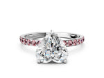Silver Heart Cut Diamond Solitaire Ring with Round Morganite Pavé Band and Prong Setting_12