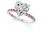 Silver Heart Cut Diamond Solitaire Ring with Round Morganite Pavé Band and Prong Setting_13