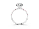 Silver Heart Cut Diamond Solitaire Ring with Round Morganite Pavé Band and Prong Setting_15
