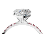 Silver Heart Cut Diamond Solitaire Ring with Round Morganite Pavé Band and Prong Setting_16