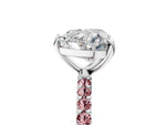 Silver Heart Cut Diamond Solitaire Ring with Round Morganite Pavé Band and Prong Setting_17