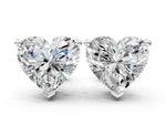 Silver Heart Cut Diamond Stud Earrings_3