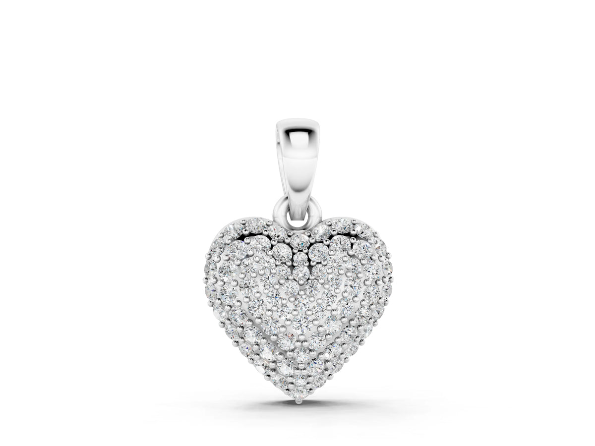 Silver Heart Diamond Pendant with Pavé Setting_2