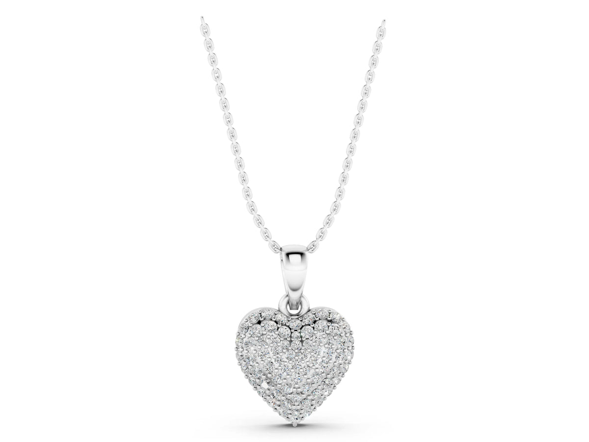 Silver Heart Diamond Pendant with Pavé Setting_3