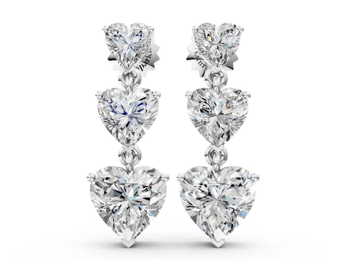 Silver Heart Diamond Triple Drop Earrings_2