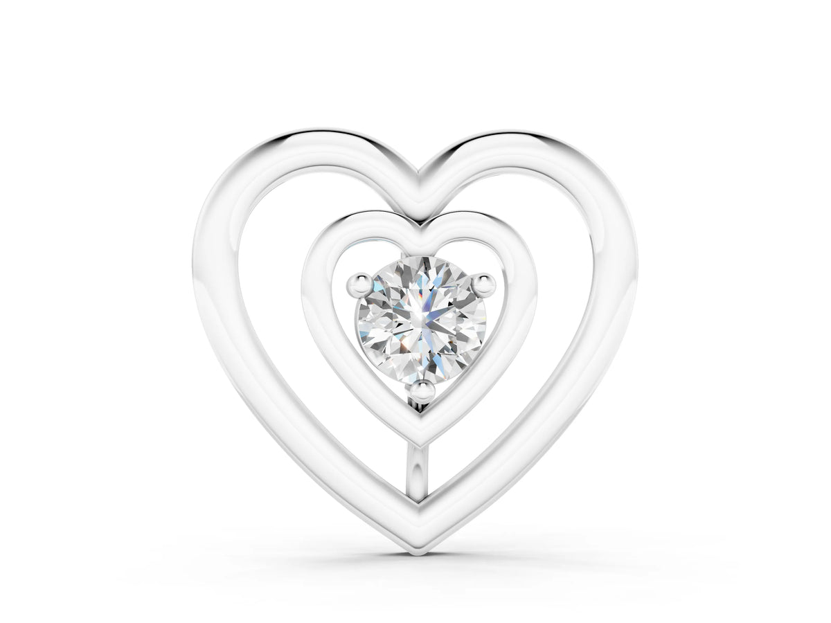 Silver Heart Prong Round Diamond Pendant_2