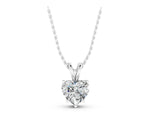 Silver Heart-Shaped Diamond Solitaire Pendant with Four-Prong Setting_3