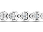 Silver Heart-Shaped Diamond Tennis Bracelet with Channel Setting and Four-Prong Setting_1