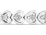 Silver Heart-Shaped Diamond Tennis Bracelet with Channel Setting and Prong Set Stones_1
