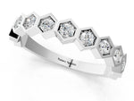 Silver Hexagon Pave Diamond Eternity Band with Bezel Setting_13