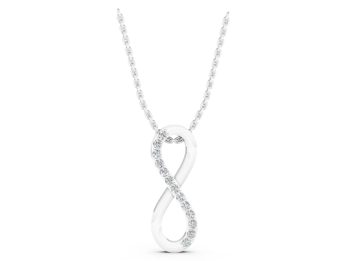 Silver Infinity Pendant with Round Brilliant Diamonds in Pavé Setting_3