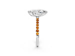 Silver Marquise Cut Diamond Solitaire Ring with Round Citrine Pavé Band and Prong Setting_14