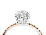 Silver Marquise Cut Diamond Solitaire Ring with Round Citrine Pavé Band and Prong Setting_16