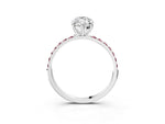 Silver Marquise Cut Diamond Solitaire Ring with Round Morganite Pavé Band and Prong Setting_15