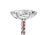 Silver Marquise Cut Diamond Solitaire Ring with Round Morganite Pavé Band and Prong Setting_17