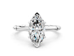 Silver Marquise Cut Solitaire Diamond Ring with Bamboo Band and Four-Prong Setting_12
