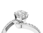 Silver Marquise Cut Solitaire Twist Band with Pave Set Diamonds and Four-Prong Setting_10